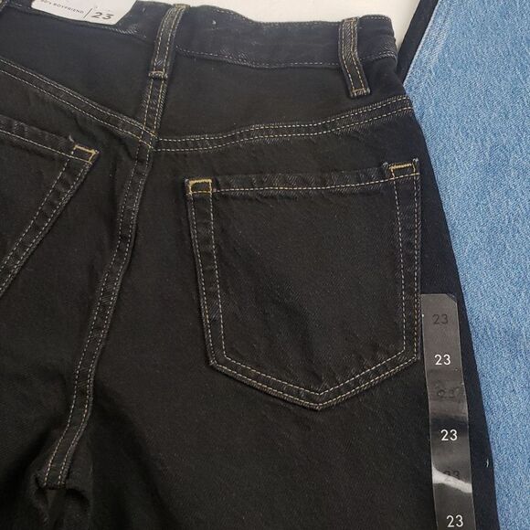 Pacsun Women's 23 Black & Blue Two Tone Paneled Boyfriend Jeans - Picture 7 of 13